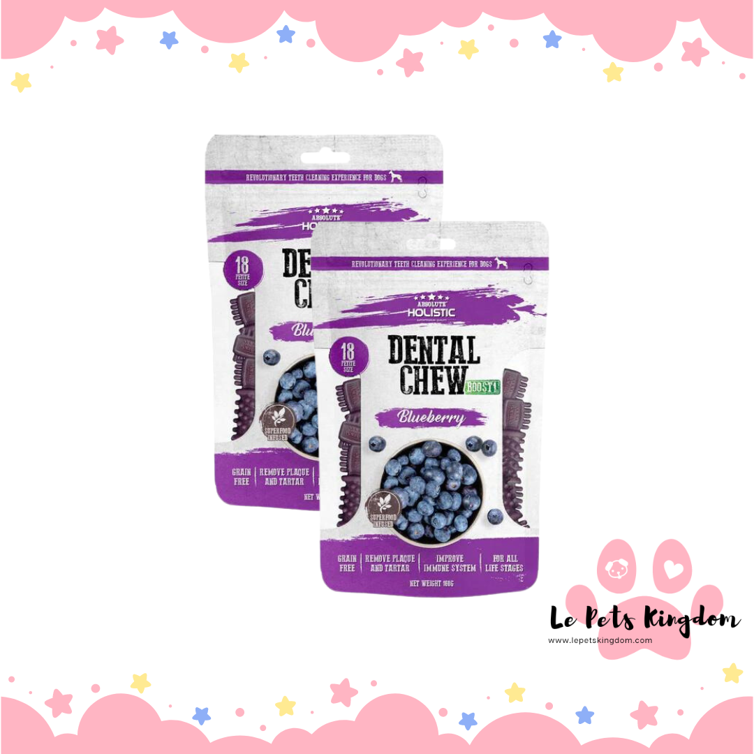 [BUNDLE OF 2] Absolute Holistic Boost Blueberry Petite Grain-Free Dental Dog Chew 160g