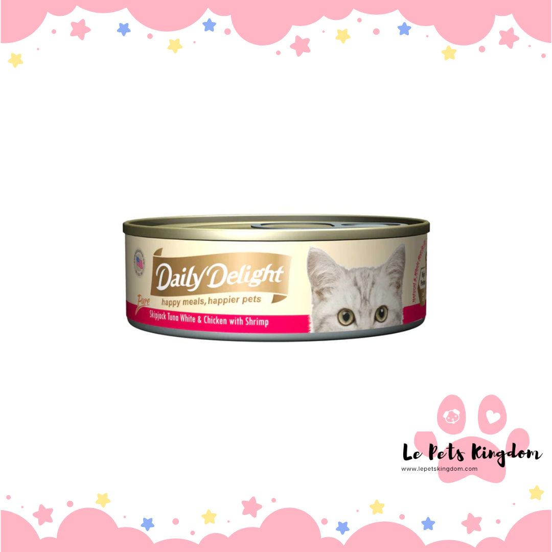 Daily Delight Pure Skipjack Tuna White & Chicken with Shrimp Canned Cat Food 80g