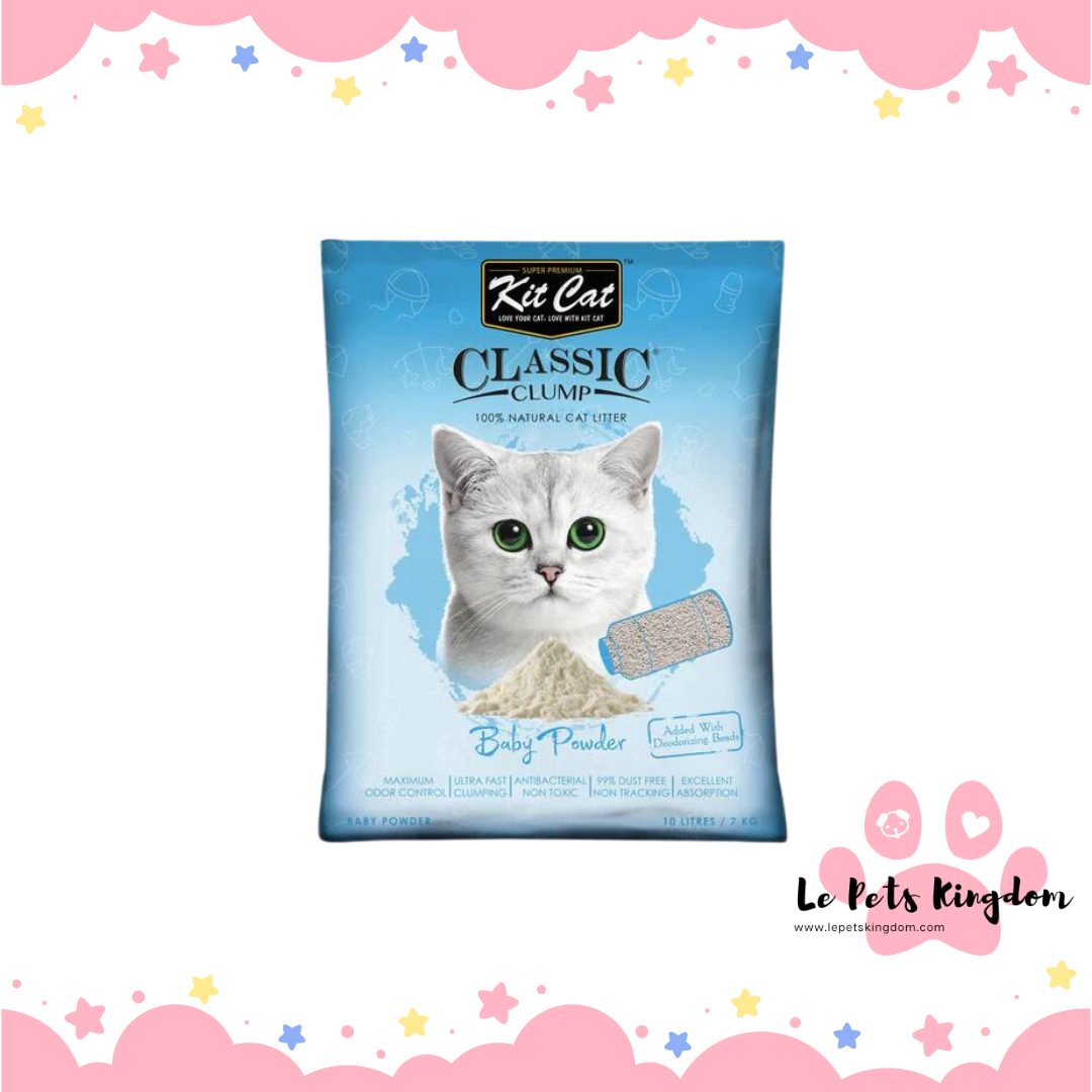 Kit Cat Classic Clump Baby Powder Clay Cat Litter 10L