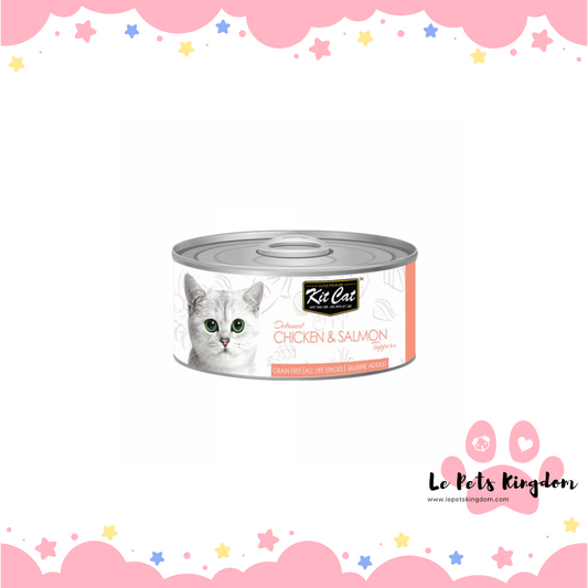 Kit Cat Grain-Free Deboned Chicken & Salmon Aspic Topper Canned Cat Food 80g