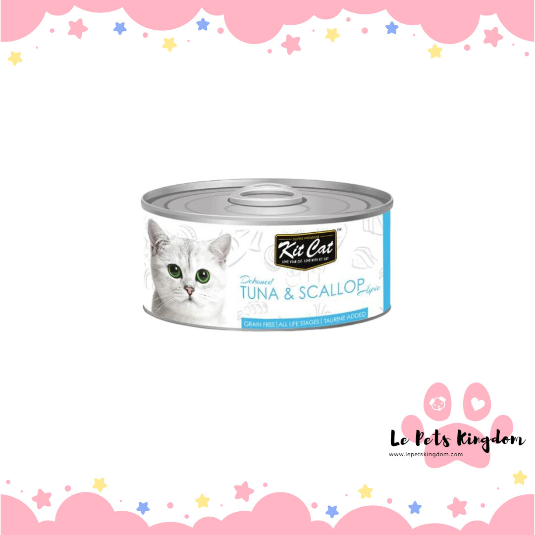 Kit Cat Deboned Tuna & Scallop Aspic Topper Canned Cat Food 80g