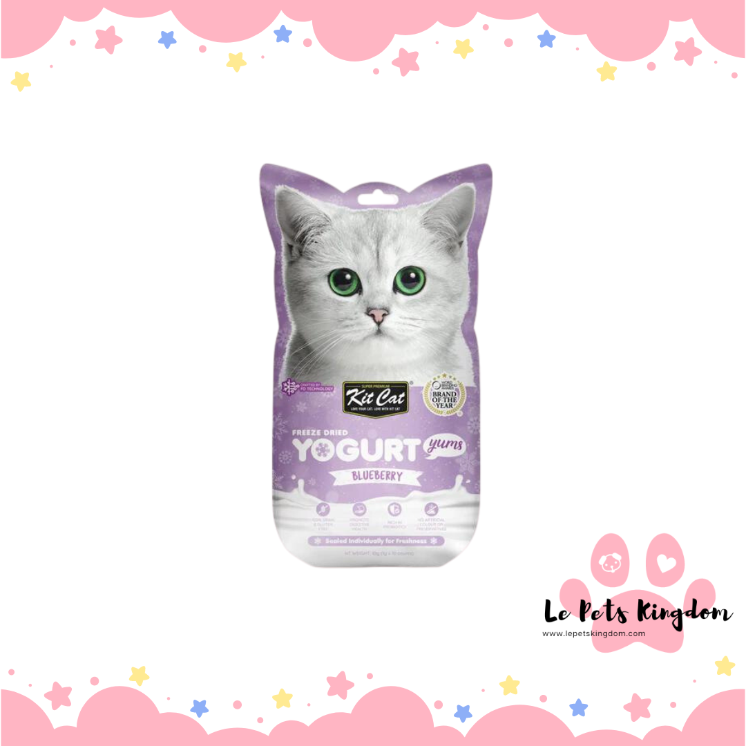 [BUNDLE OF 4] Kit Cat Yogurt Yums Blueberry Grain-Free Freeze-Dried Cat Treats 10pc