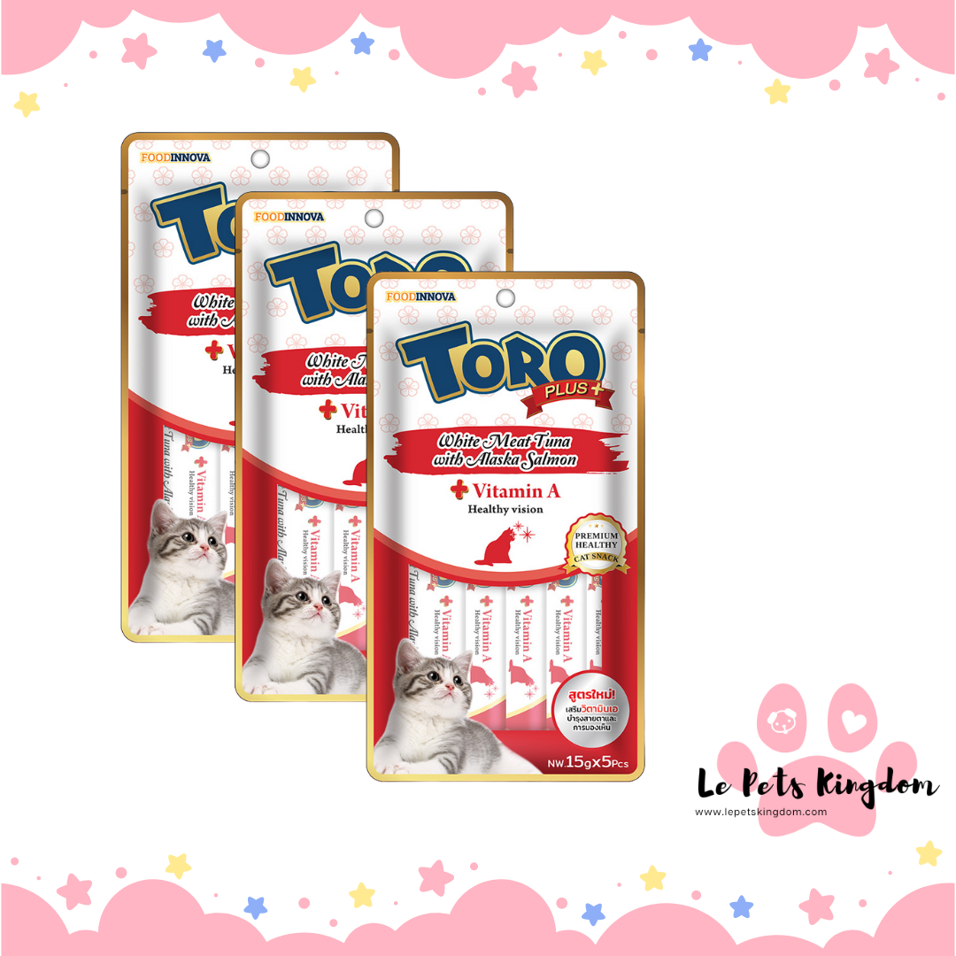 [BUNDLE OF 3] Toro Toro Plus White Meat Tuna With Alaska Salmon & Vitamin A Liquid Cat Treats 75g