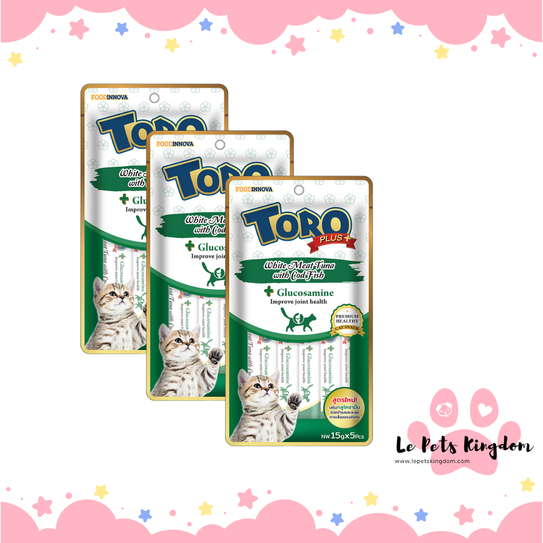 [BUNDLE OF 3] Toro Toro Plus White Meat Tuna With Cod Fish & Glucosamine Liquid Cat Treats 75g
