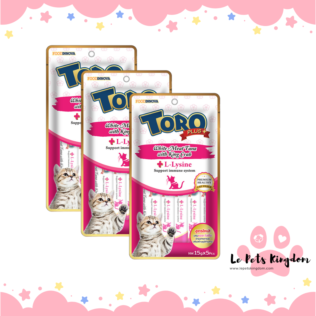 [BUNDLE OF 3] Toro Toro Plus White Meat Tuna With King Crab & L-Lysine Liquid Cat Treats 75g