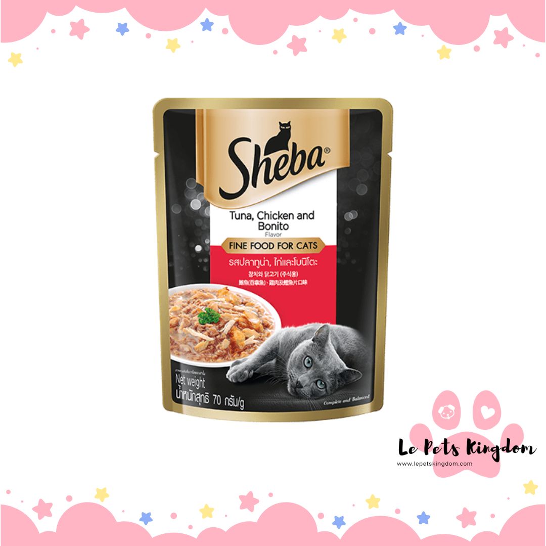 Sheba Tuna & Chicken With Bonito Flakes Cat Wet Food 70g X 12