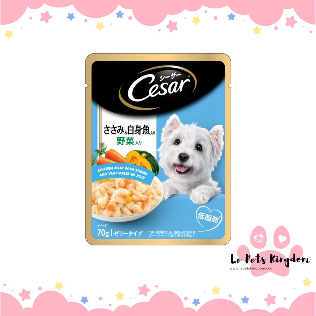 Cesar Dog Pouch Chicken Meat with Surimi and Vegetables in Jelly 70g