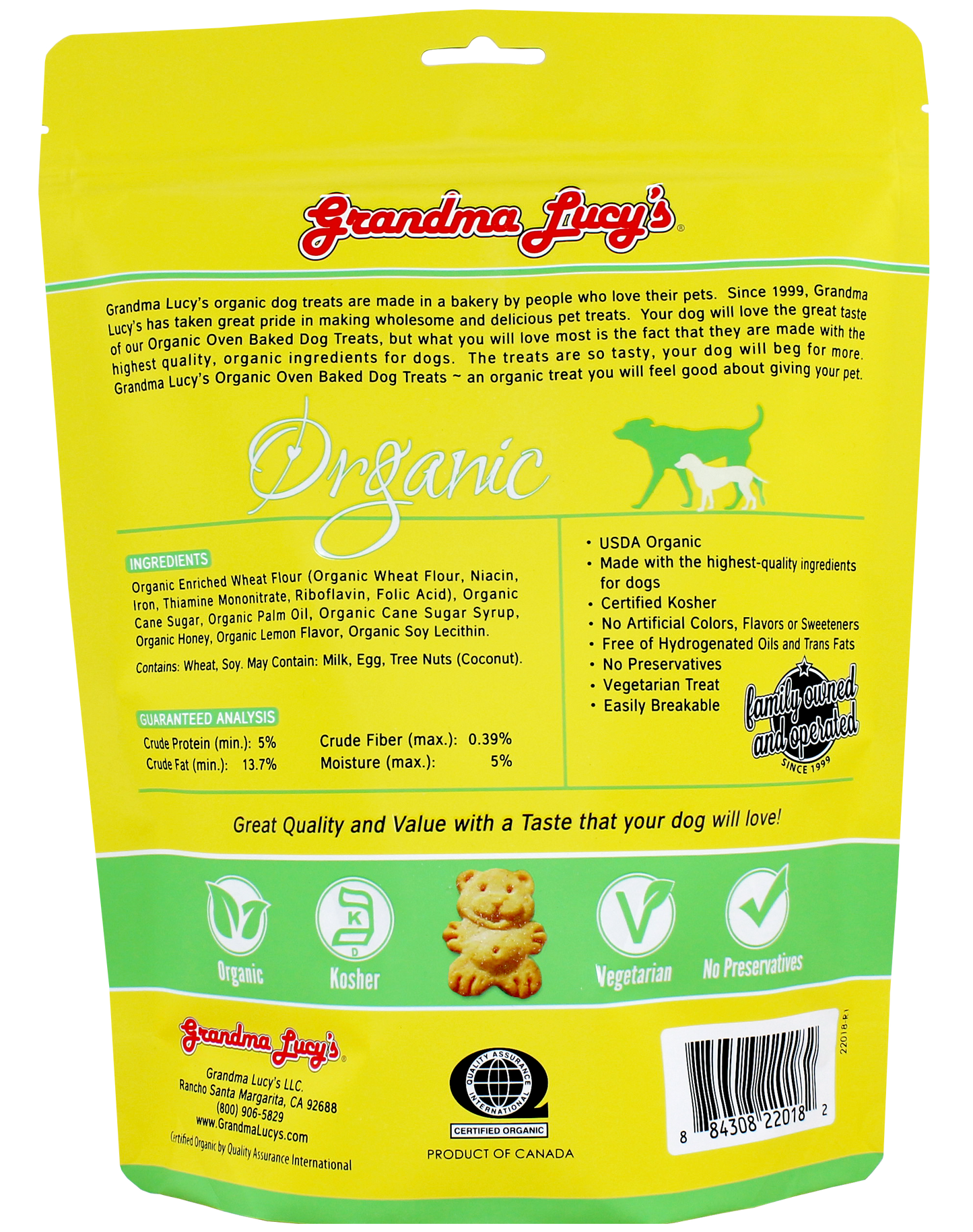 Grandma Lucy's Organic Baked Treats - Honey Lemon Recipe 14oz