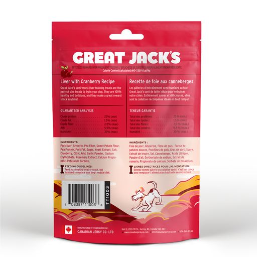 Great Jack's Soft Liver Dog Training Treats Cranberry Recipe 7oz