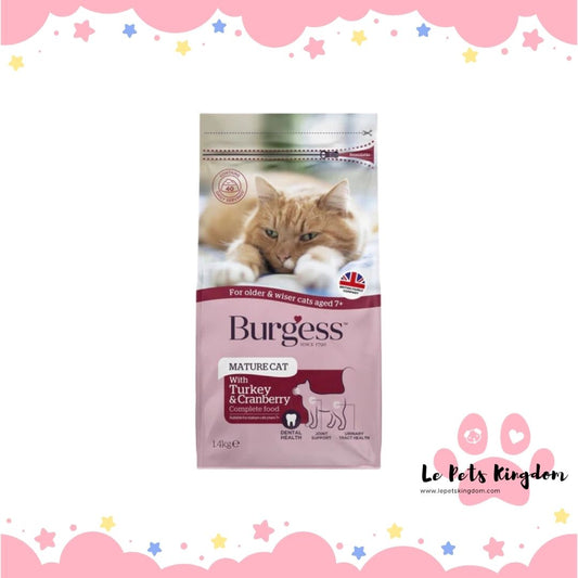 Burgess Turkey & Cranberry Mature Dry Cat Food 1.4kg