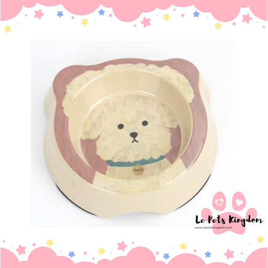 Dog Print Single Feeding Bowl (Pink)