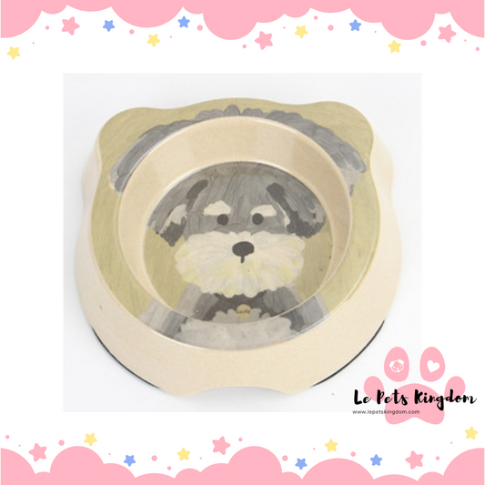 Dog Print Single Feeding Bowl (Grey)