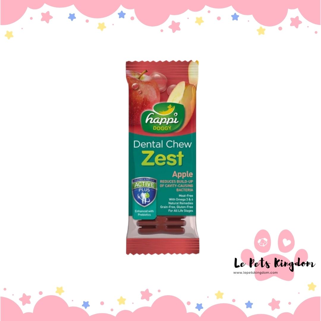 Happi Doggy Zest Apple 4 Inch Dental Dog Chew